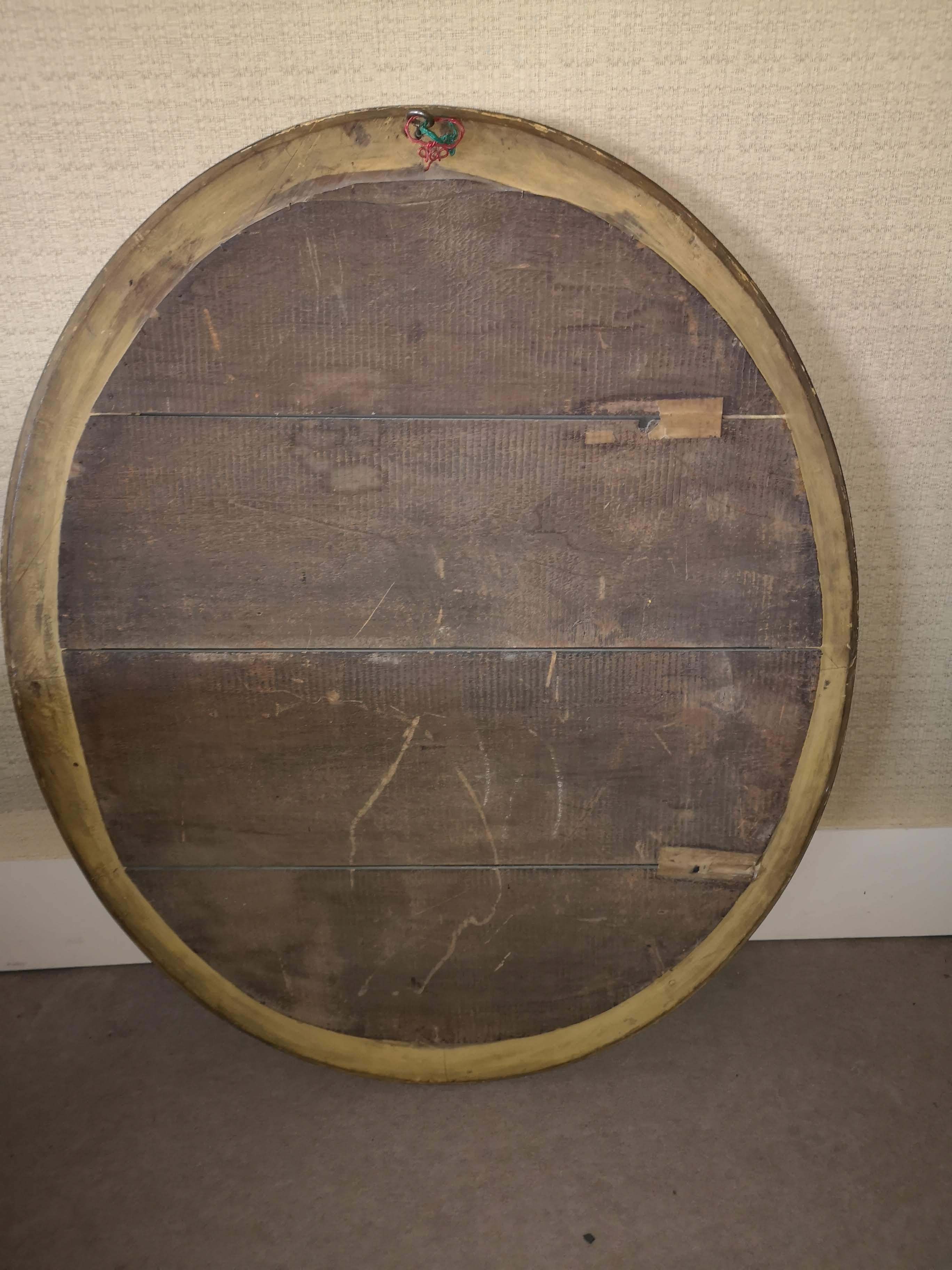 Oval mirror gilded wood - 84x100cm