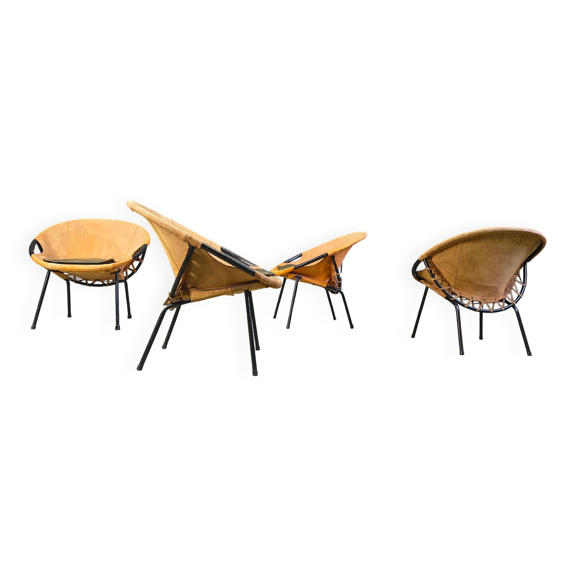 Vintage balloon chairs by Lusch & Co, 1960s - set of 4