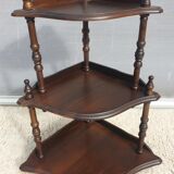 Wall-mounted corner display with 3 mahogany shelves