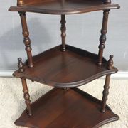 Wall-mounted corner display with 3 mahogany shelves