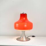 Vintage table lamp, glass shade with aluminium base, 70s