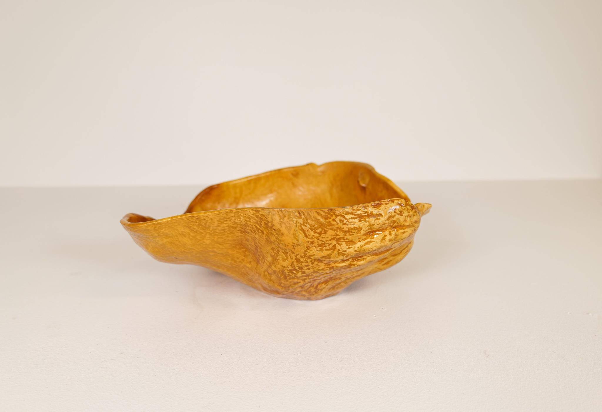 Large Organic Bowl in Curly Birch, Swedish Folk Art, 1962