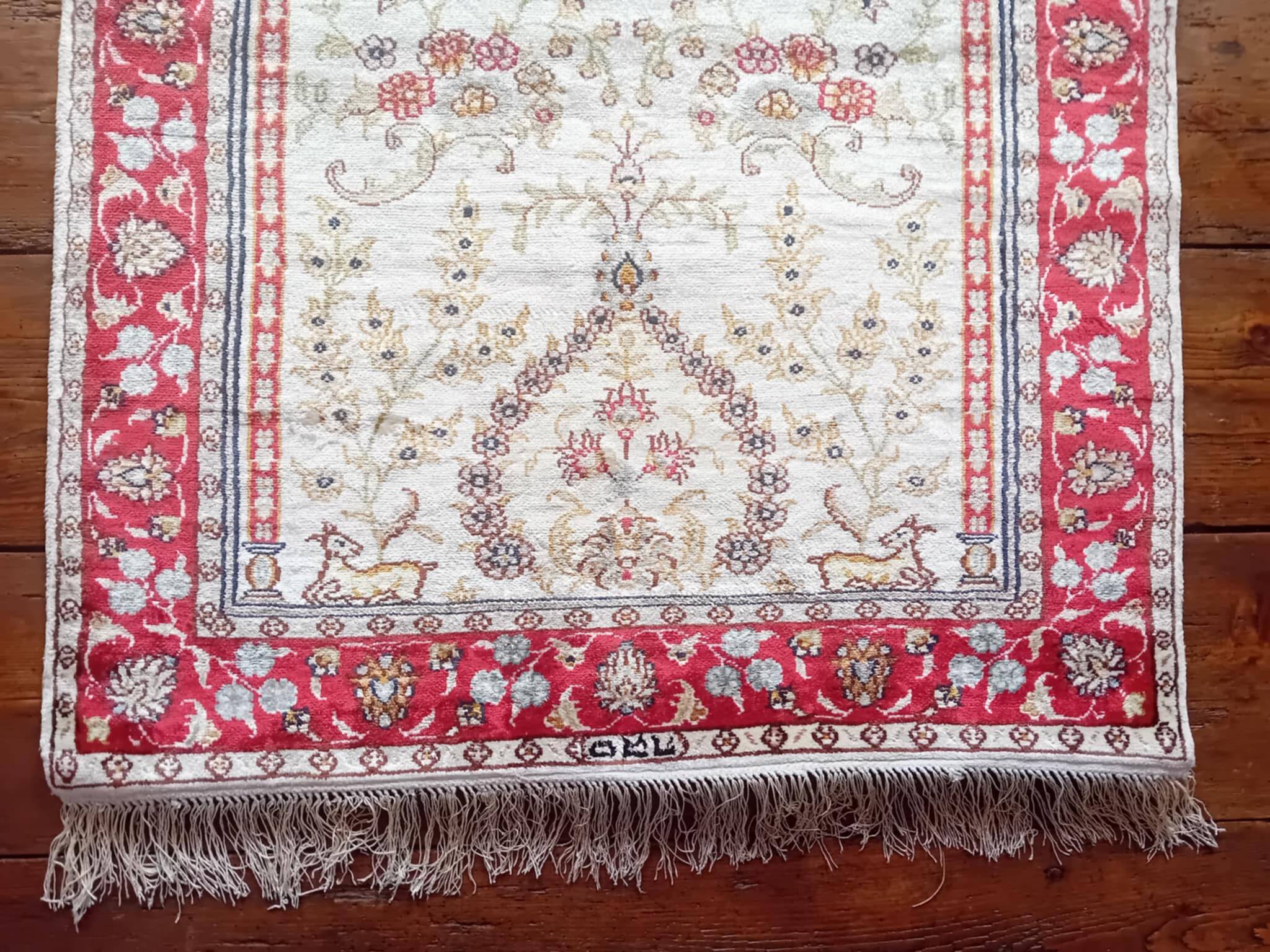 Handmade silk cashmere rug 125x76cm