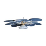 Flower suspension in linen, rattan and vintage old globe