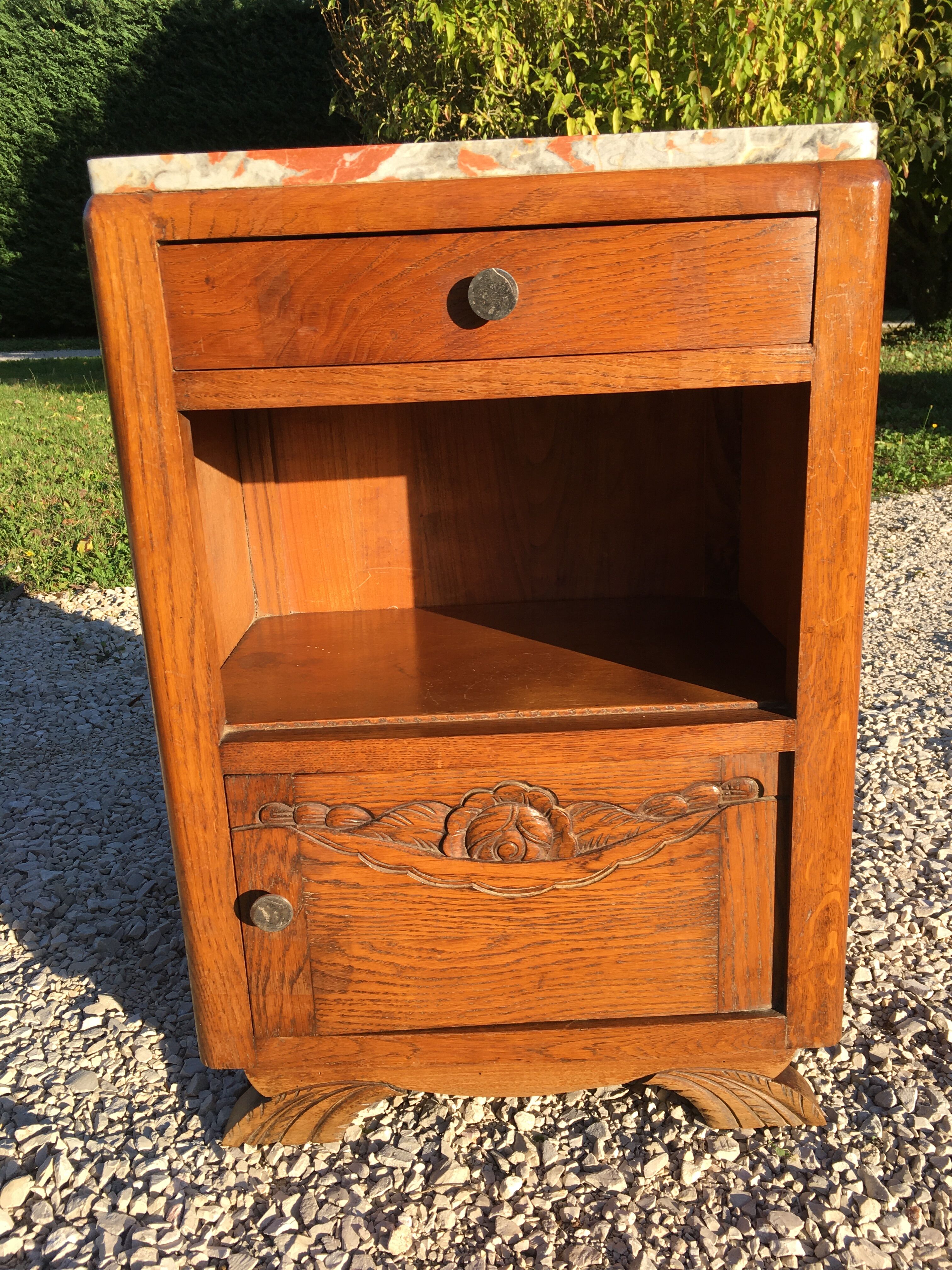 Art Deco oak bedside