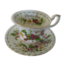 Tasse & sous tasse Royal Albert December porcelaine anglaise mois décembre fleur rose houx