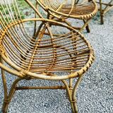 Set of 3 rattan ball and wicker armchairs