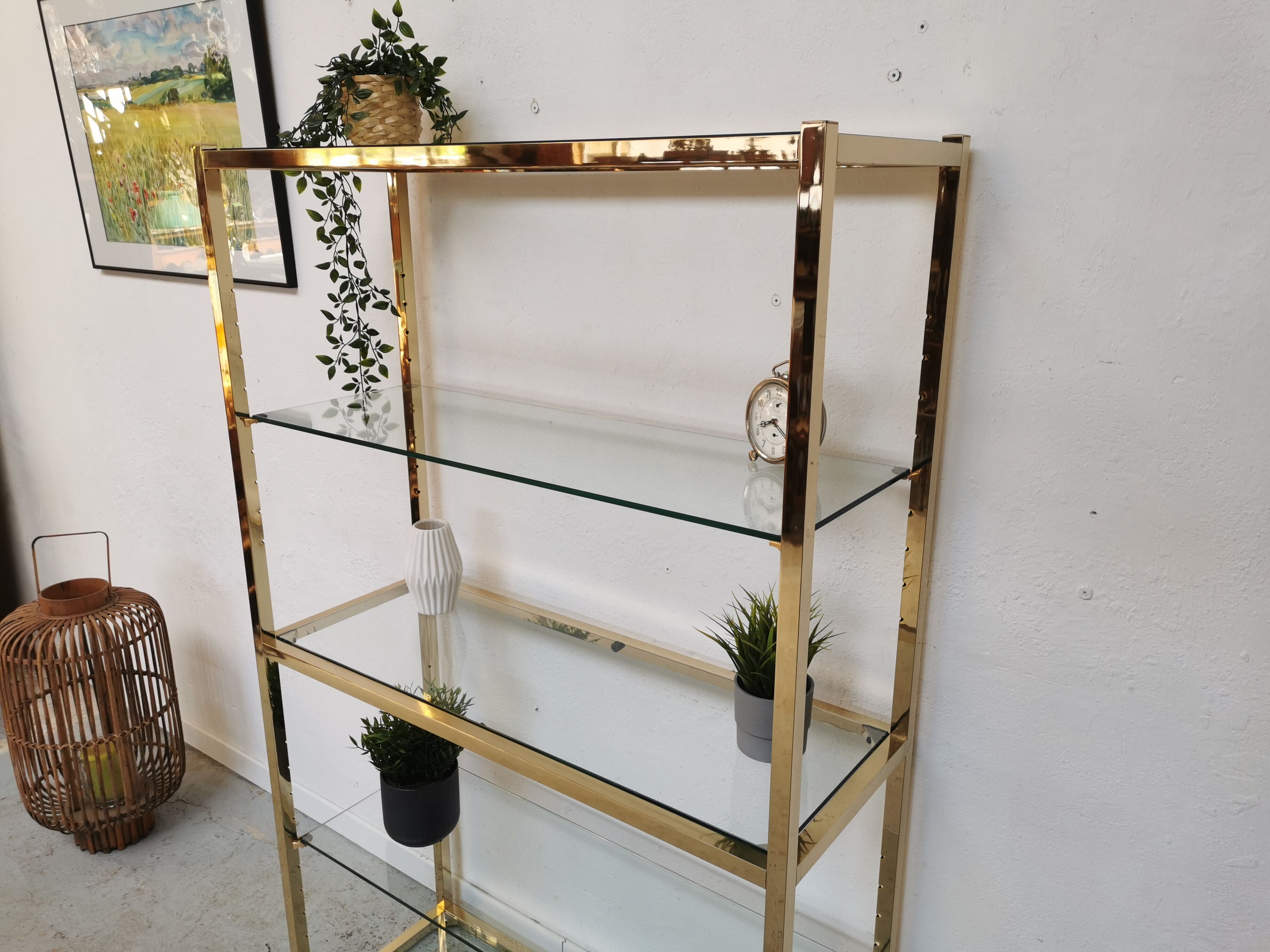 Shelf vintage brass gilded design 1970