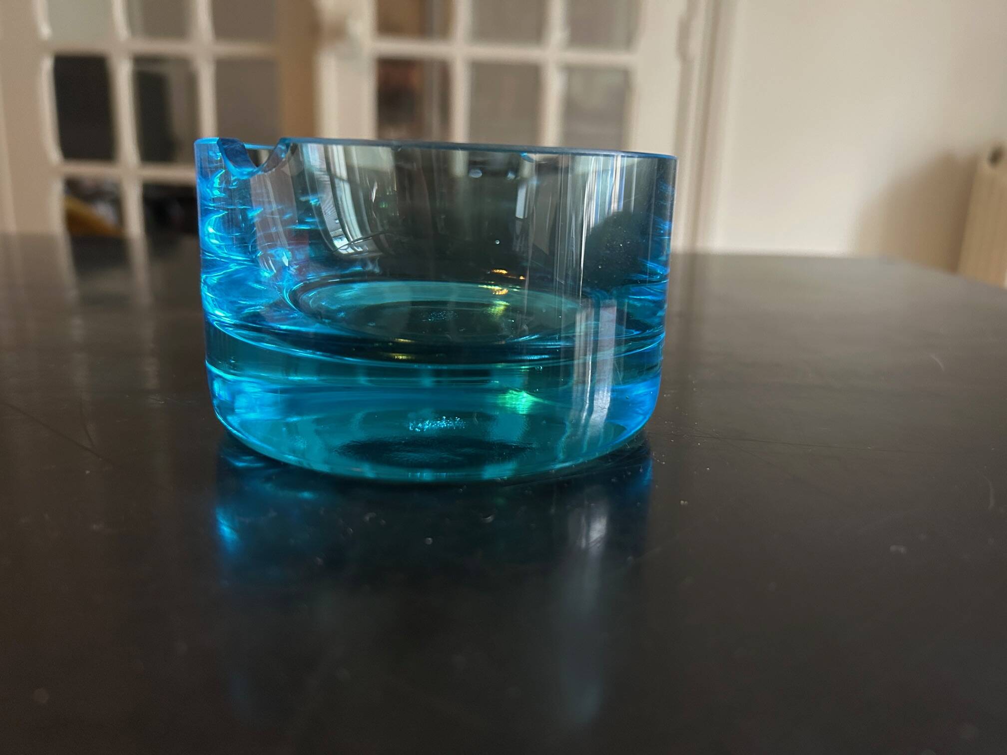 turquoise glass ashtray 1970
