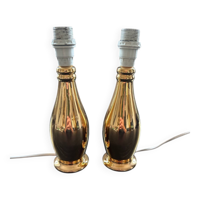 Paire de pieds de lampes en porcelaine