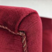 1960s, Danish 2-seater sofa, red furniture velour, ash wood legs.