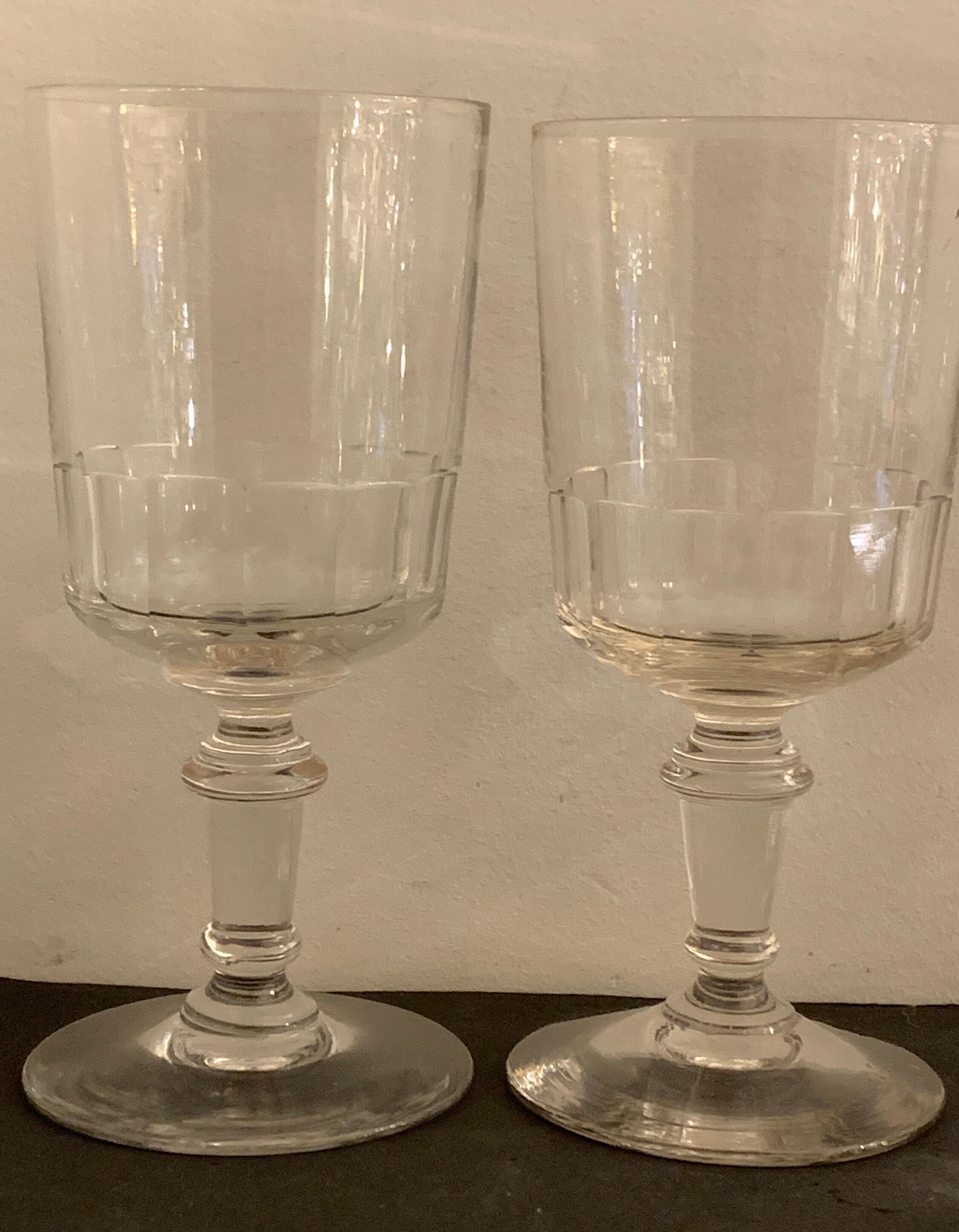 8 old blown glasses, with cut sides, Mirabeau model from Baccarat
