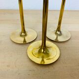 Three Scandinavian brass candle holders