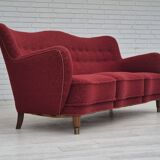 Années 1960, canapé danois 3 places, état d'origine, tissu coton-laine.