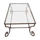 Bronze base coffee table, glass top