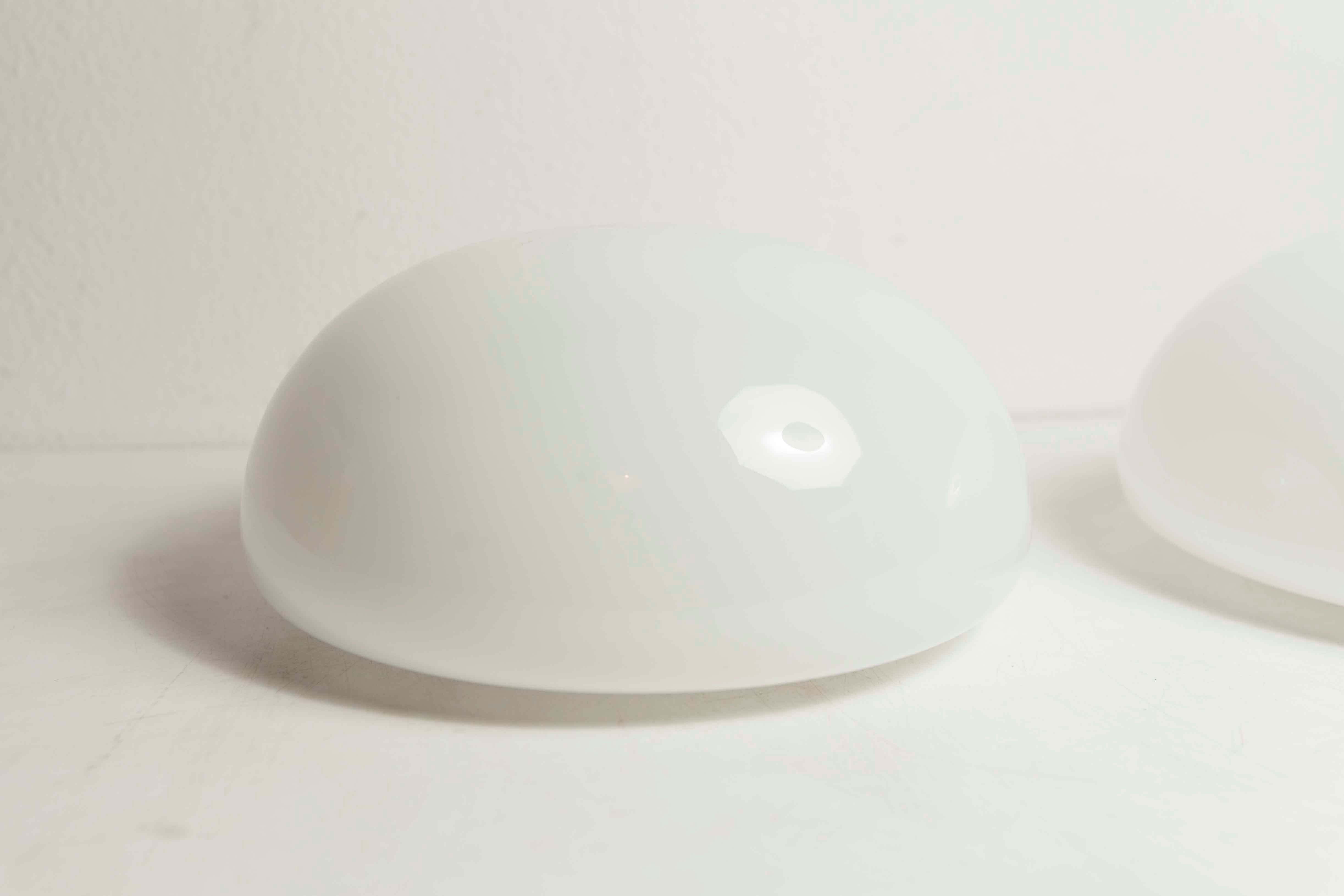 Pair of white opaline ceiling lamps