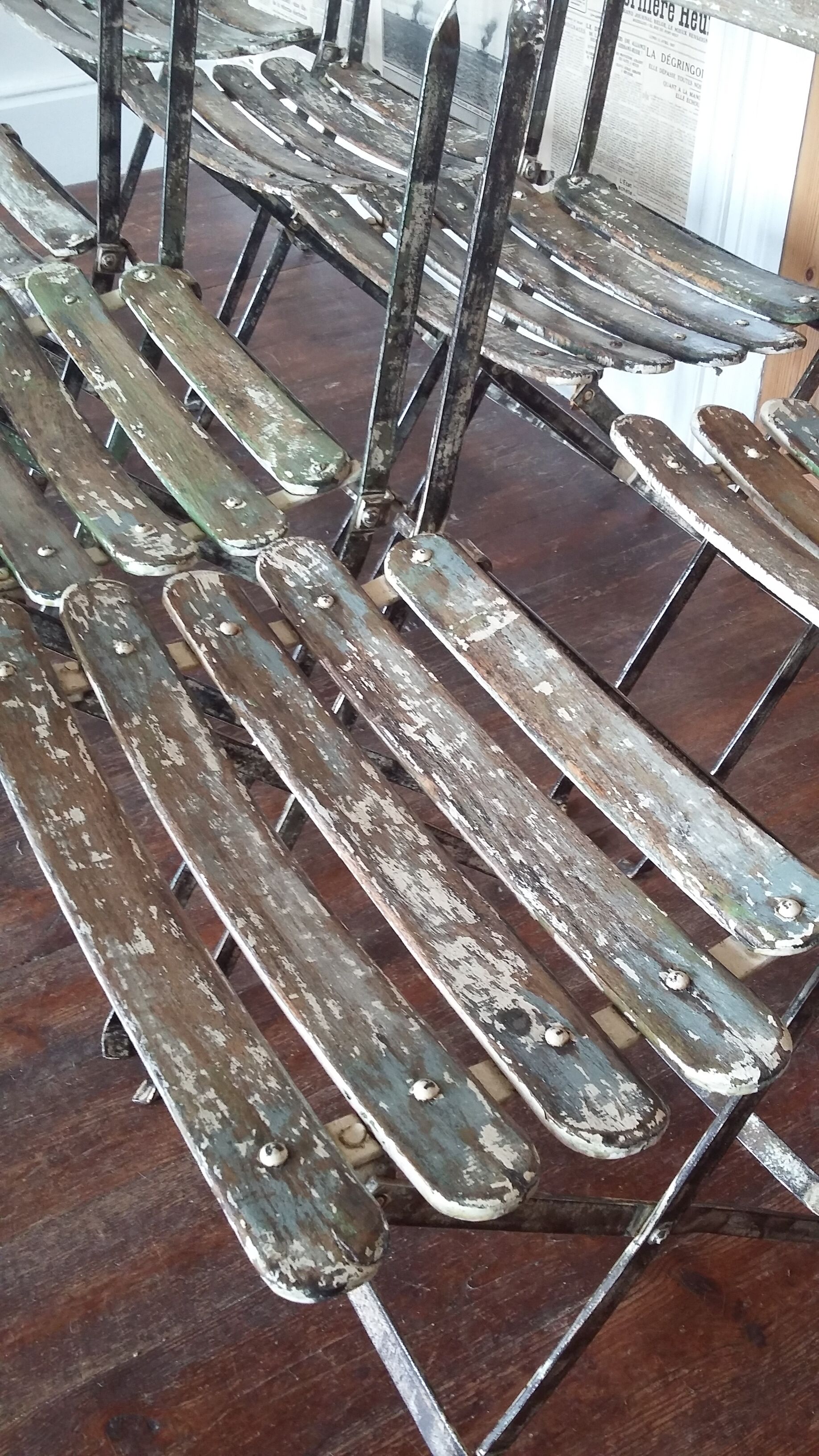 Set of 8 folding bistro / garden chairs fermob 1950