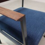 Pair of Postmodern armchairs in steel and mahogany, 1970s