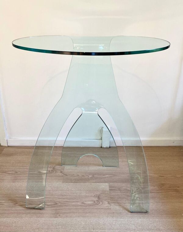 Table d’appoint en verre Fiam Italia 'Grillo' par Vittorio Livi, vers les années 1980