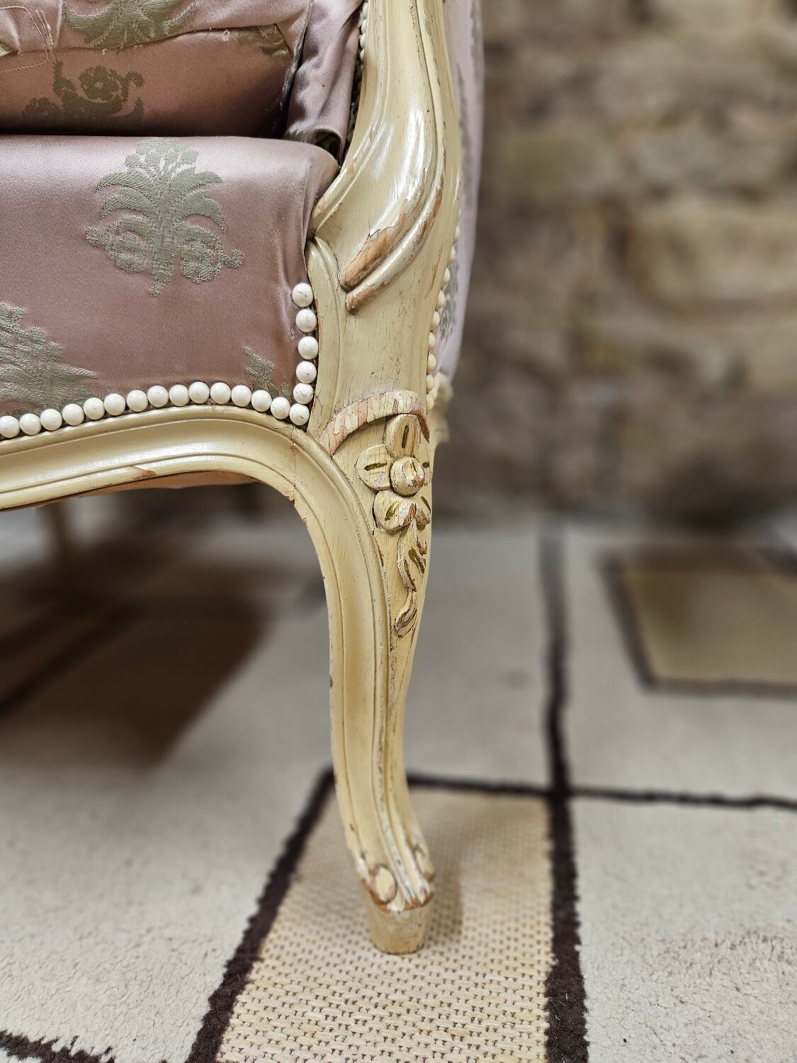 Pair of 1960s silk bergère armchairs