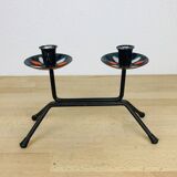 Vintage 50s iron candle holder, enameled signed