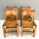4 chaises en orme massif et cuir, Maison Regain années 70
