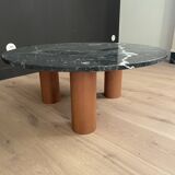Table basse marbre noir pieds bois