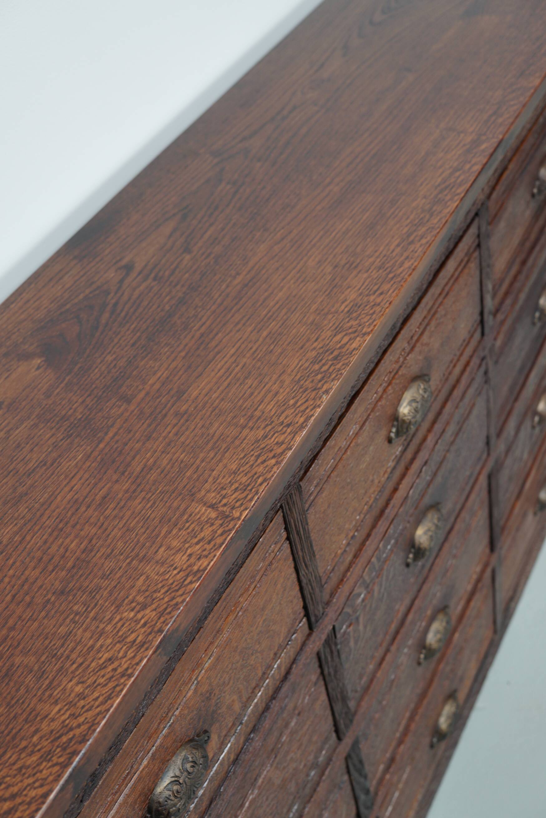 French Restored Oak Hardware Store Apothecary Cabinet, 1920/1930s