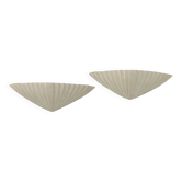 Vintage shell wall light, matte beige plaster, France, 1970.