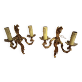 Paire d’appliques en bronze doré