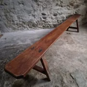 Antique farmhouse bench, 266 cm – oak and pine, 19th century, France