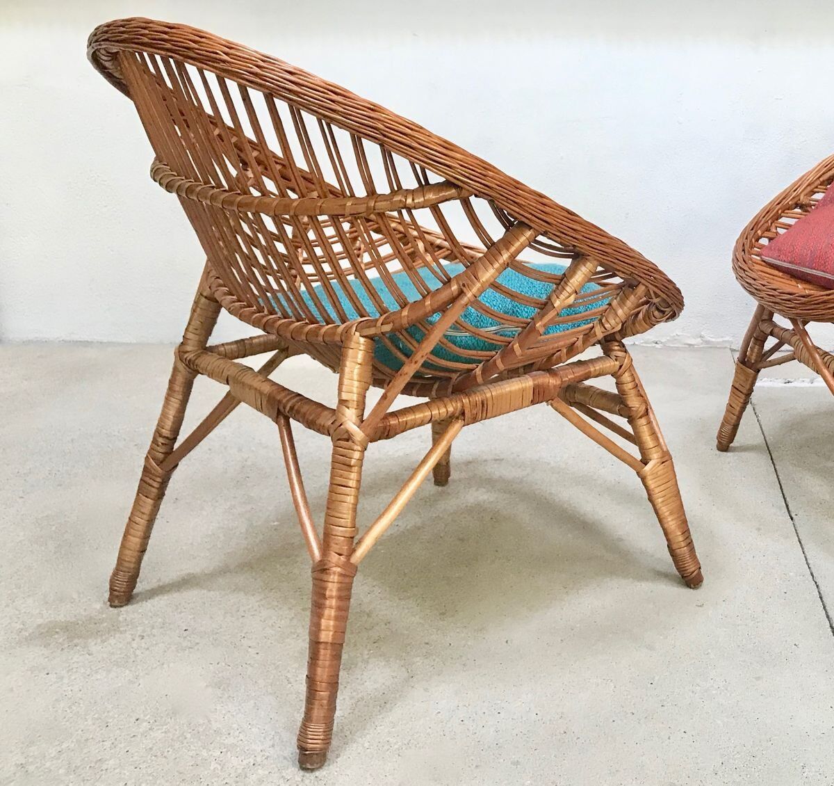 Easy Chair Hand-Woven in Wicker Rattan, Italy 1950s