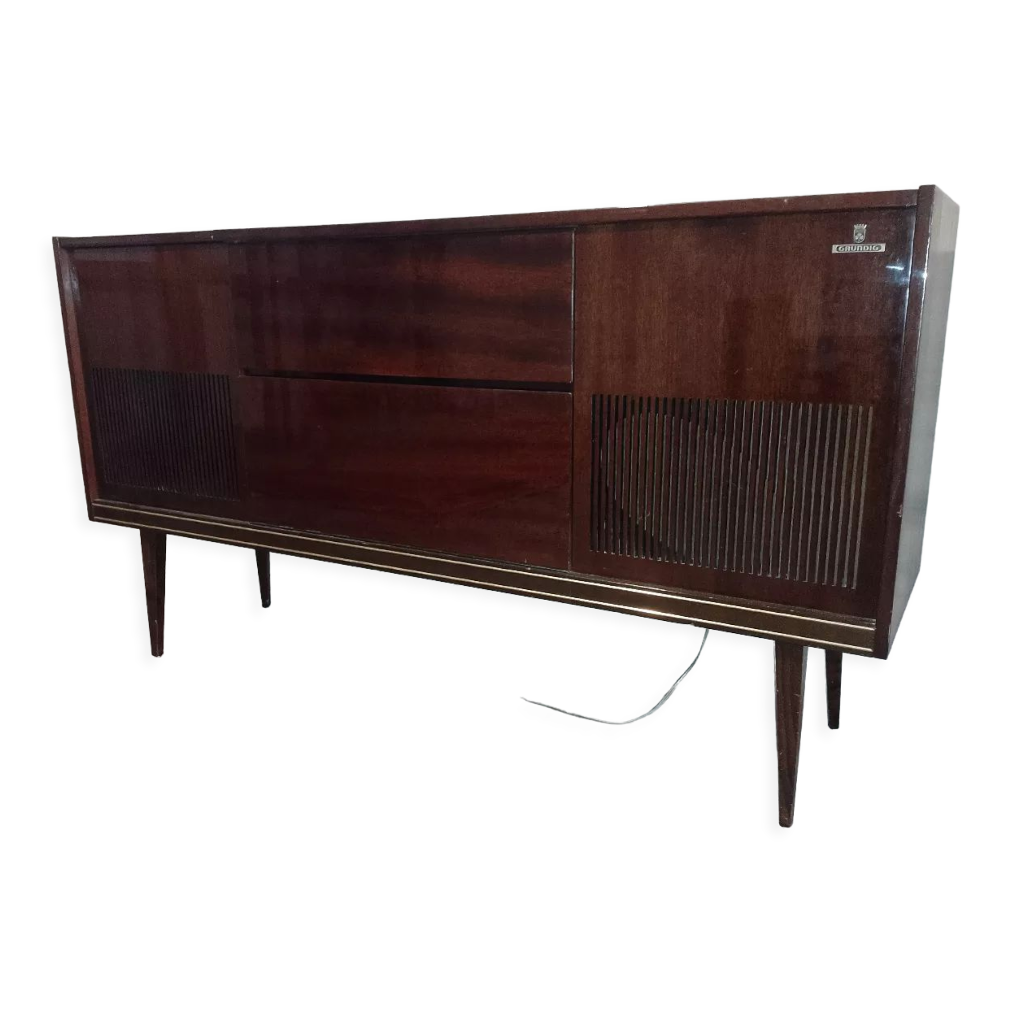 Meuble Hifi Vintage Grundig Années 50/60 En Bois, Pour Platine Vinyle, Bon état