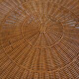 Mid century rattan and iron 2-level coffee or side table, 1960s