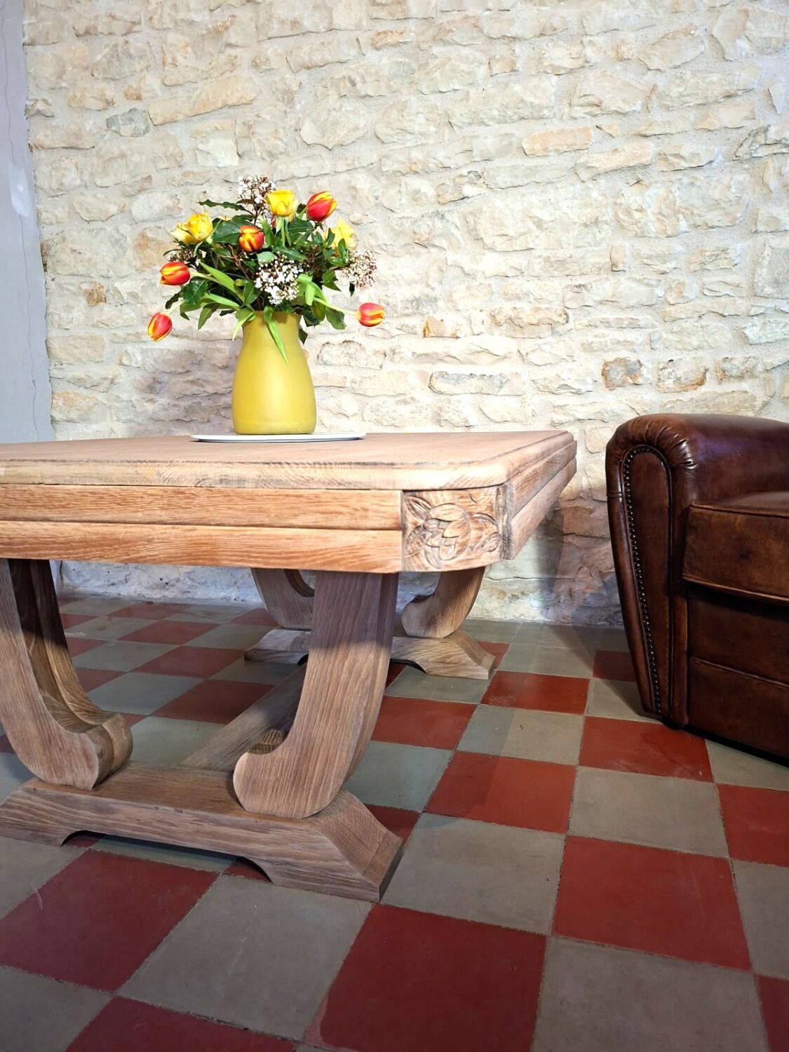 Art Deco coffee table in solid oak
