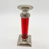 Pair of post-Bauhaus red candlesticks, 1930–50