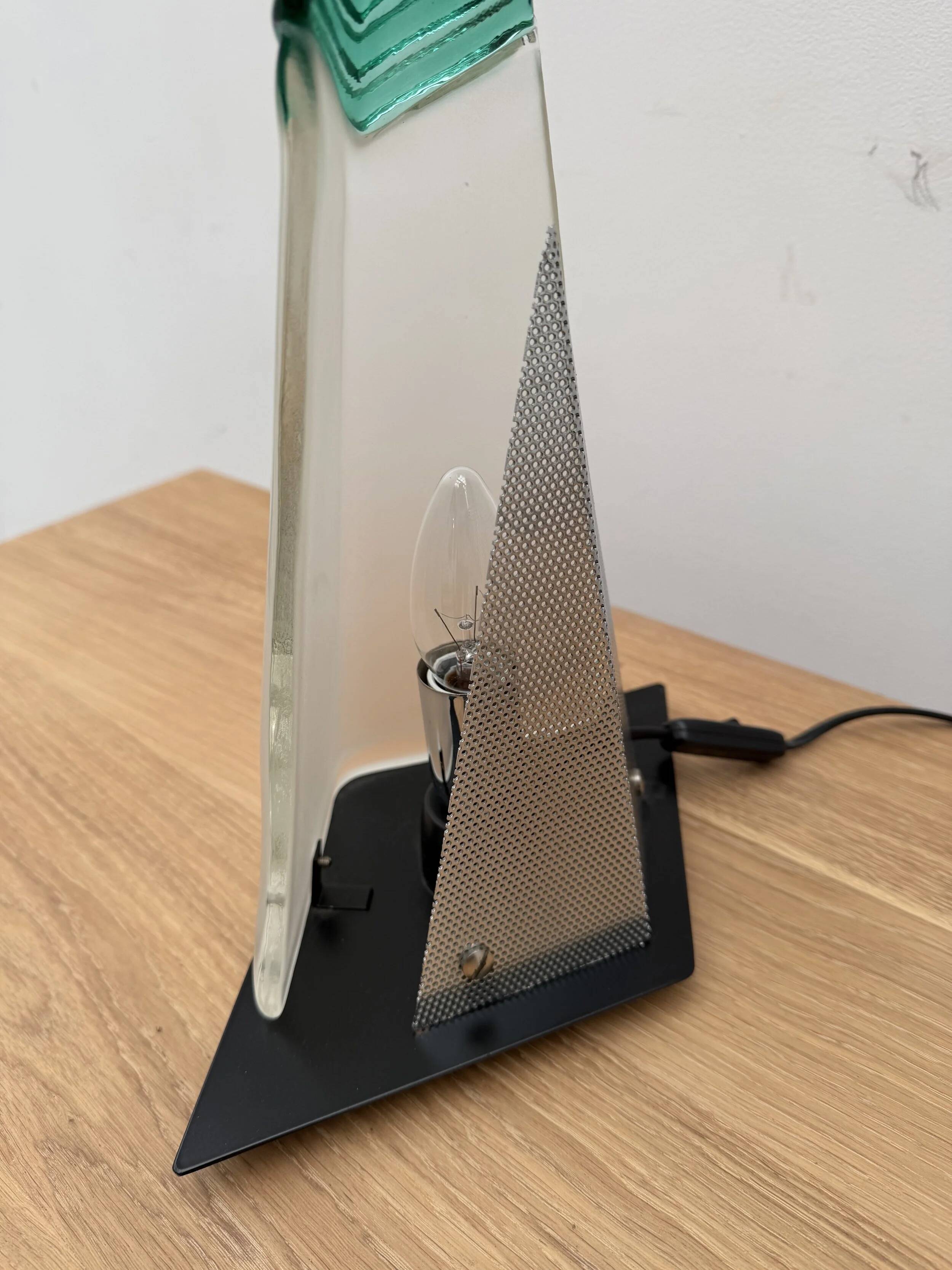 Murano glass and metal lamp, Italy 1980