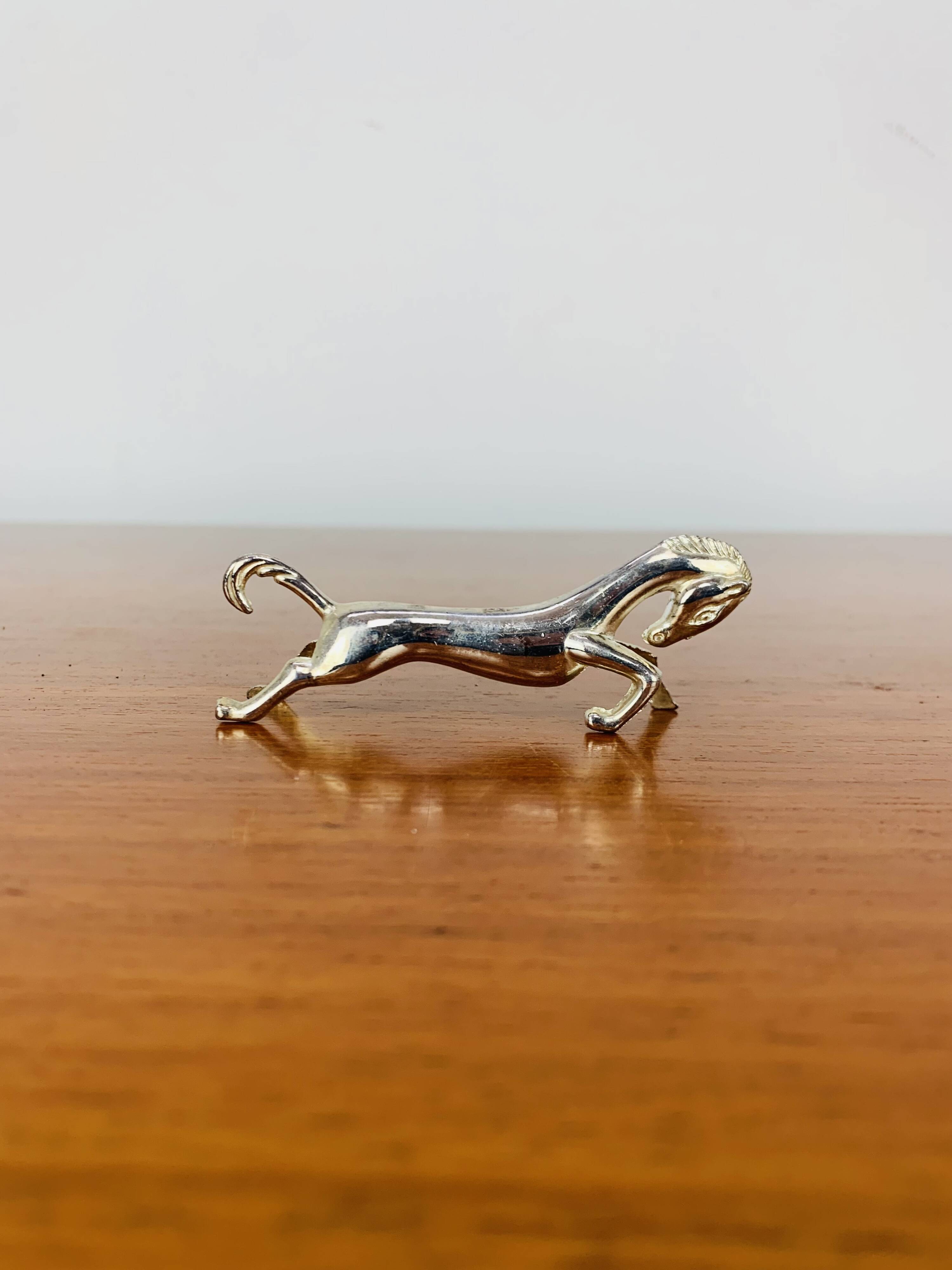 6 vintage silver metal horse knife rests