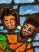 Large stained glass window the last supper circa 1960 - raw glass blocks - h 119 x l 161 cm