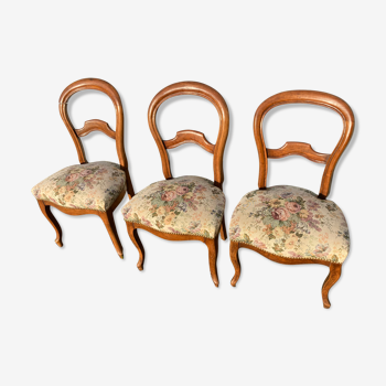 Set de 3 chaises louis Philippe tapissées