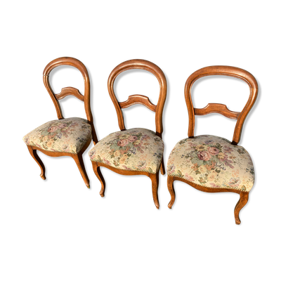Set de 3 chaises louis Philippe tapissées