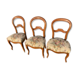 Set de 3 chaises louis Philippe tapissées