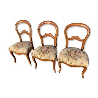 Set de 3 chaises louis Philippe tapissées