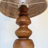 1950s turned oak wood table lamp
