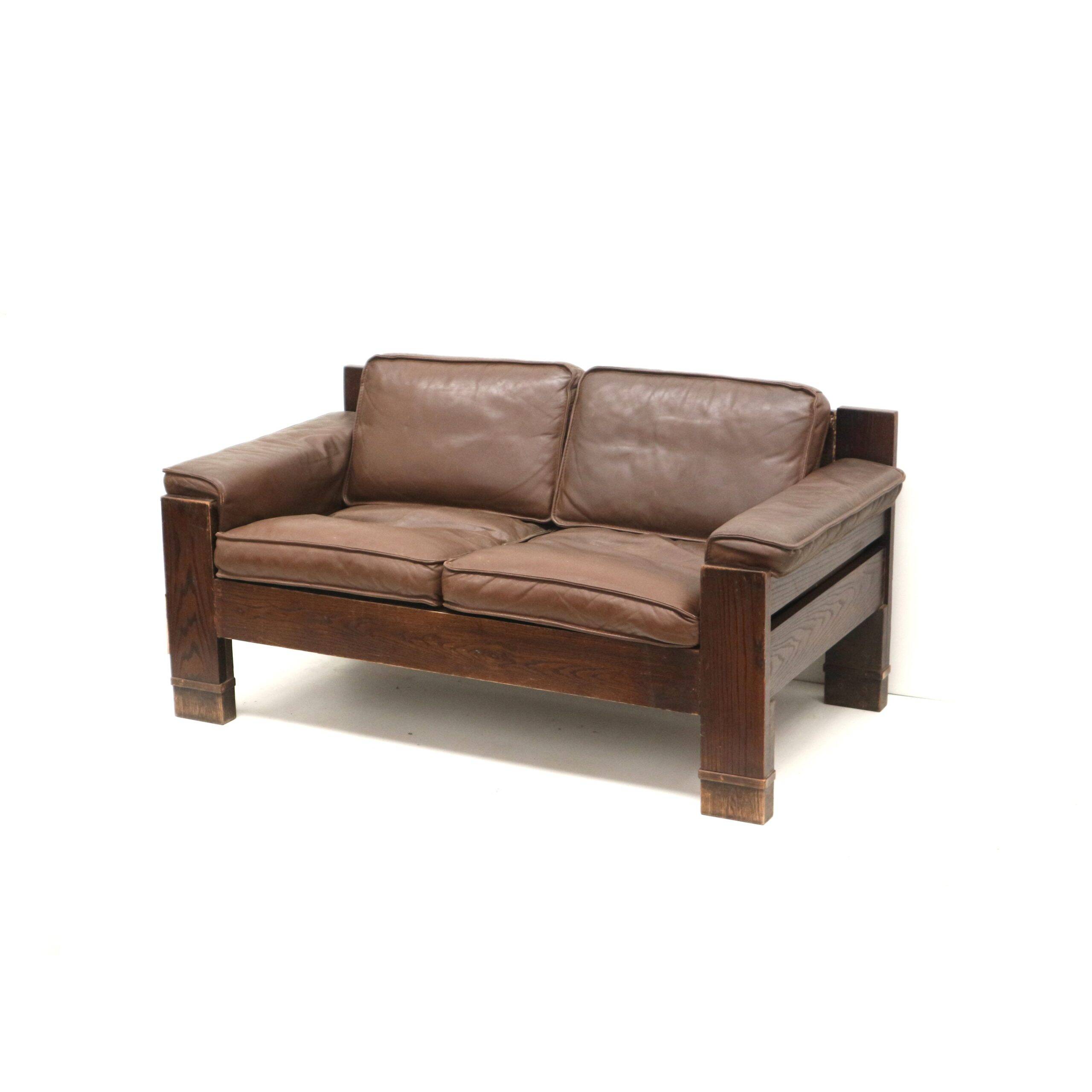 Vintage mid century modern leather design sofa 757 by Harry de Groot for Leolux, 70s