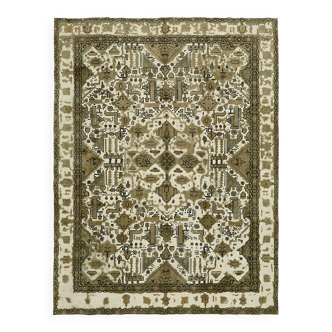 Hand-Knotted Anatolian One of a Kind 1970s 280 cm x 365 cm Beige Wool Carpet