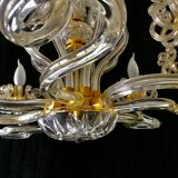 Lustre en verre Murano et structure or 1980