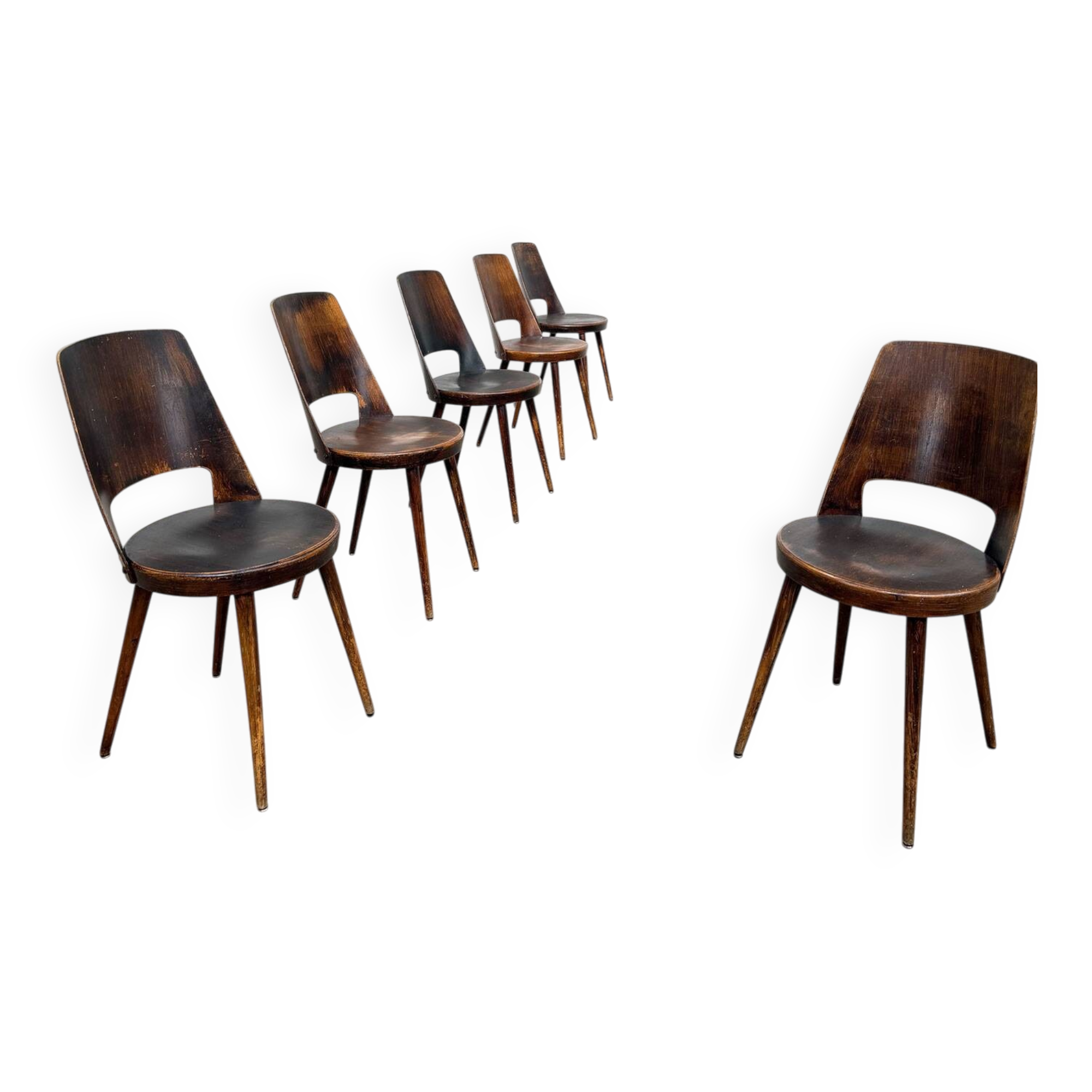 6 chocolate brown Baumann Mondor chairs