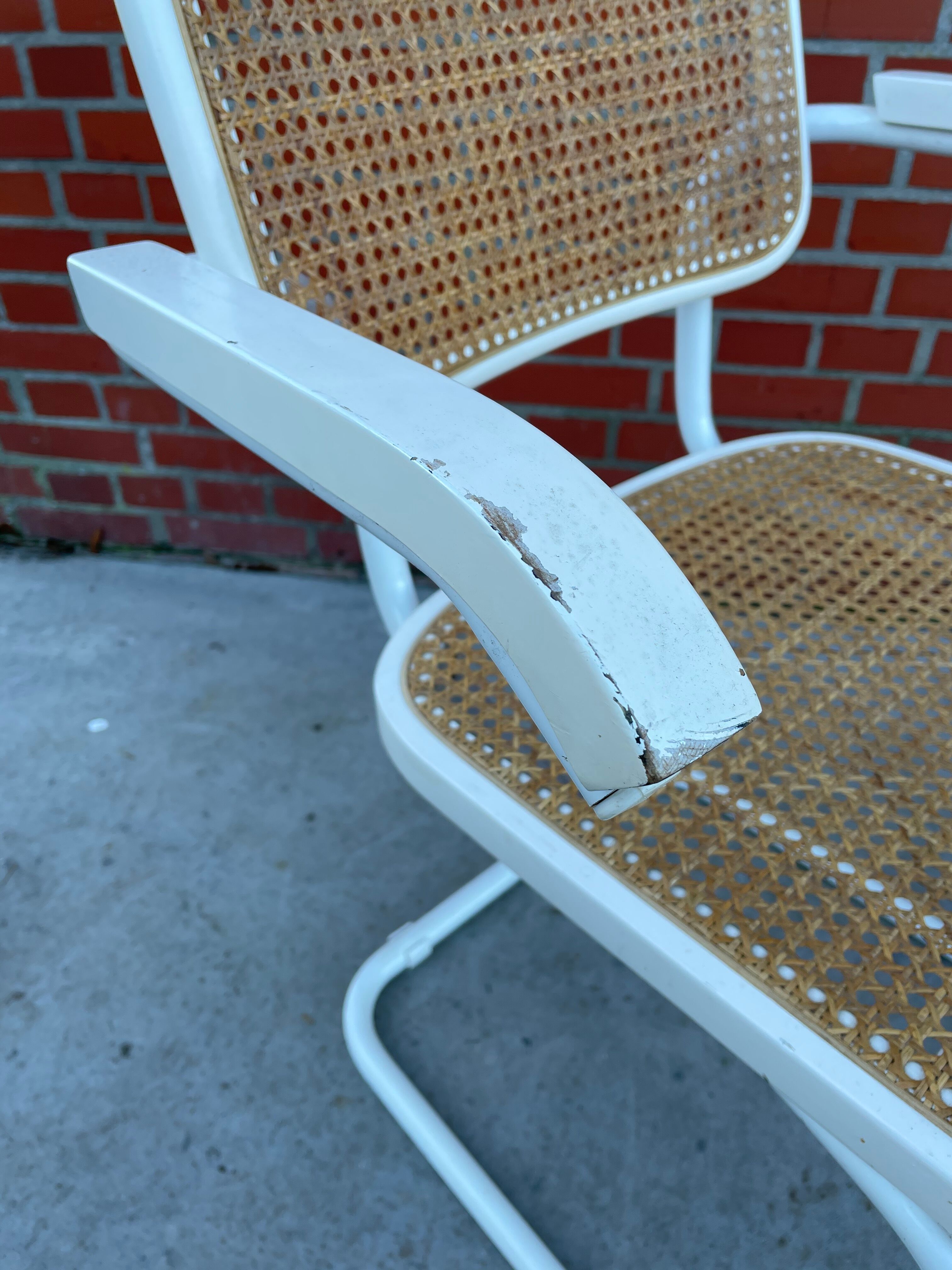 Cesca Chair model with armrest in white