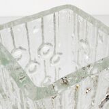 Large frosted glass floor vase in Op Art style by Peill & Putzler, Germany, mid-20th century, 1970s.